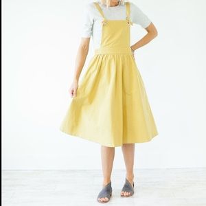 Golden Yellow Overall Dress with Pockets